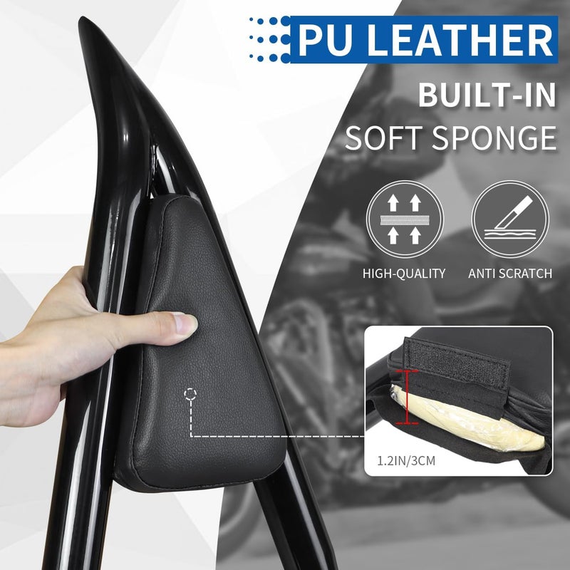 AUFER 28" Motorcycle Rear Passenger Backrest Sissy Bar With Pad Locked Rotary Docking Latches Clips With Keys Compatible With For Touring Road King Road Glide Street Glide Electra Glide 2009-2025 - Image 4